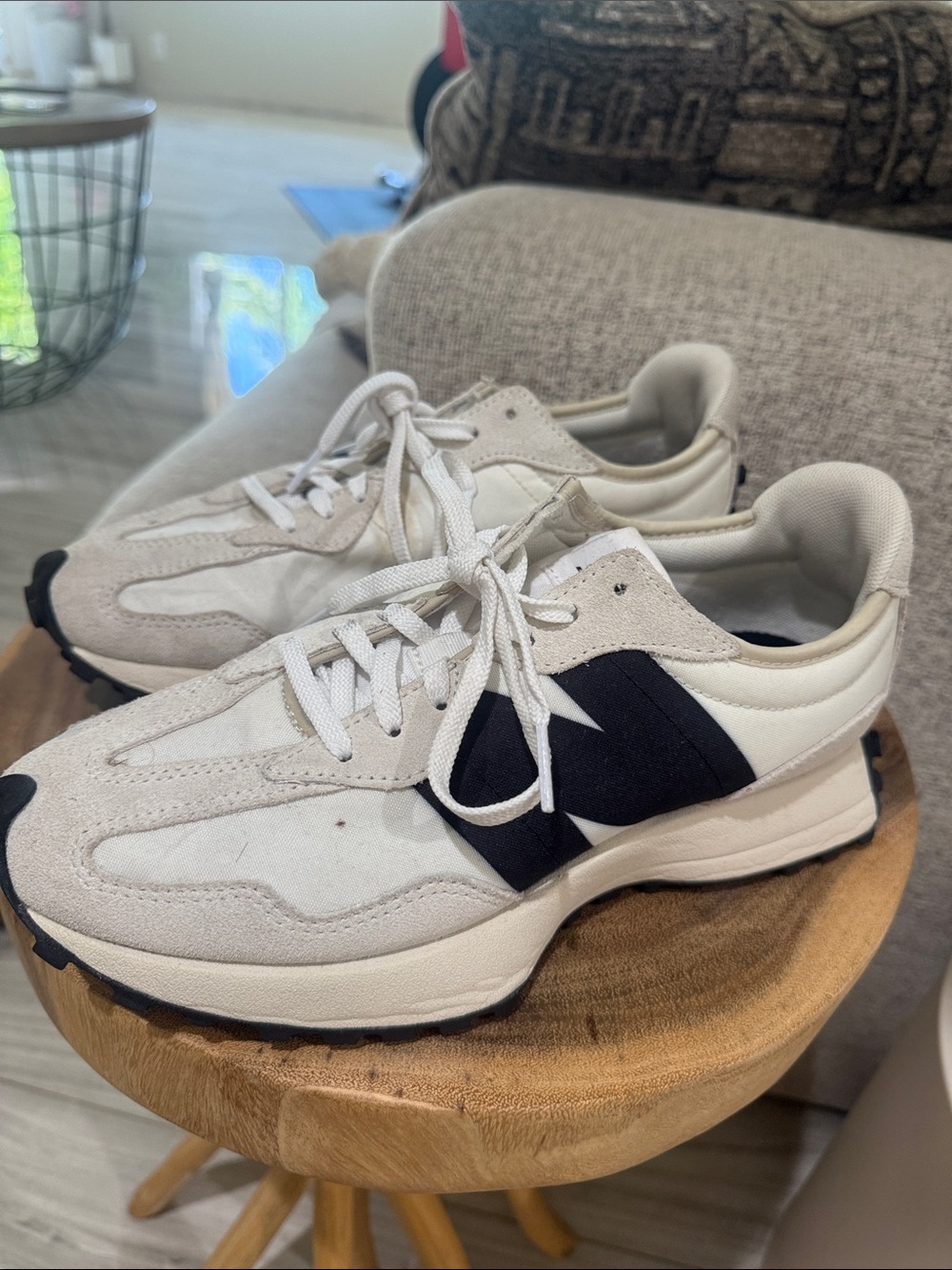 New Balance White and Black Retro Runner Sneakers